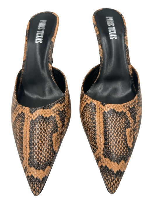 Paris Texas Shoe Size 39.5 Orange & Black Snake Pointed Toe Open Heel Pumps Orange & Black / 39.5