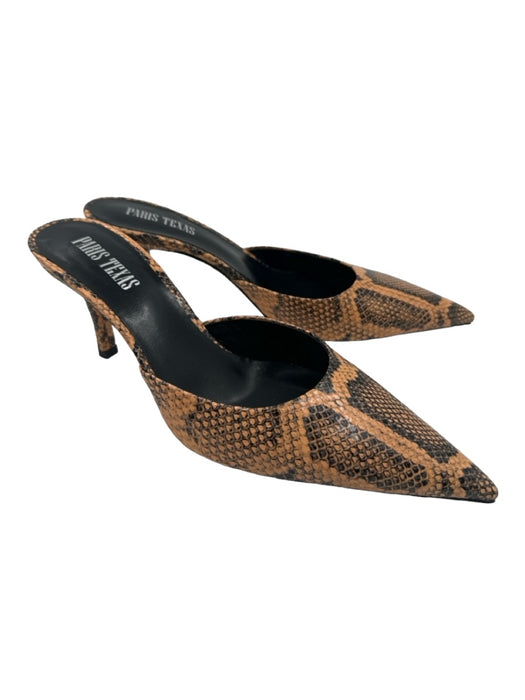 Paris Texas Shoe Size 39.5 Orange & Black Snake Pointed Toe Open Heel Pumps Orange & Black / 39.5