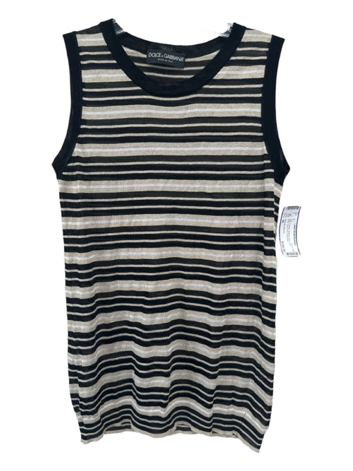 Dolce & Gabbana Size 40 Black & Beige Missing Fabric Knit Stripe Racerback Top Black & Beige / 40