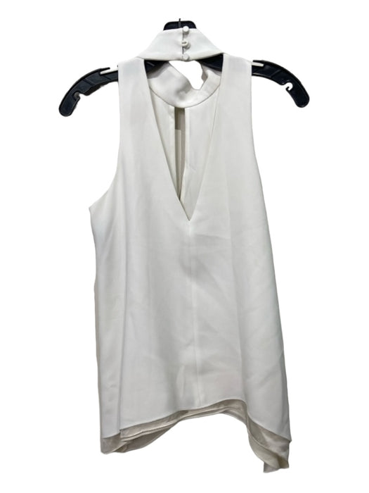 Cinq a Sept Size S White Triacetate Blend Cut Out Mock Collar Sleeveless Top White / S