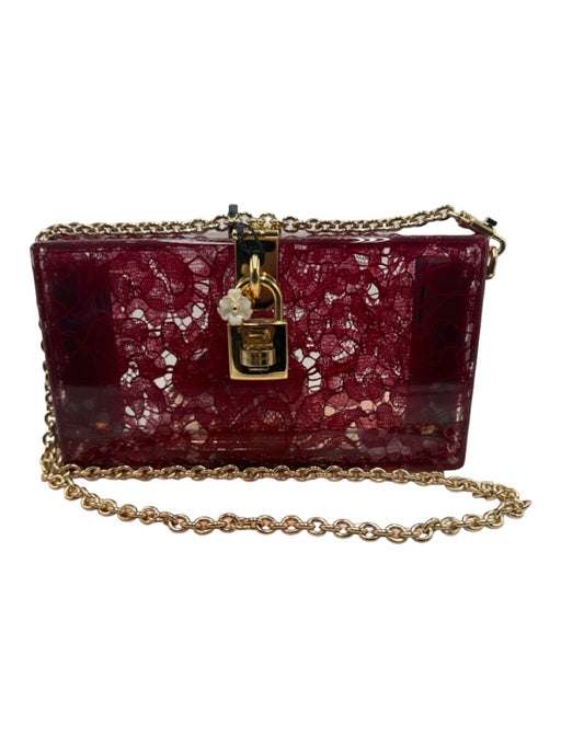 Dolce & Gabbana Red & Clear Plexiglass Lace Print Square Crossbody Bag Red & Clear / S