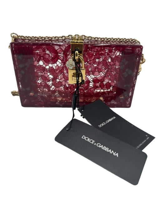Dolce & Gabbana Red & Clear Plexiglass Lace Print Square Crossbody Bag Red & Clear / S