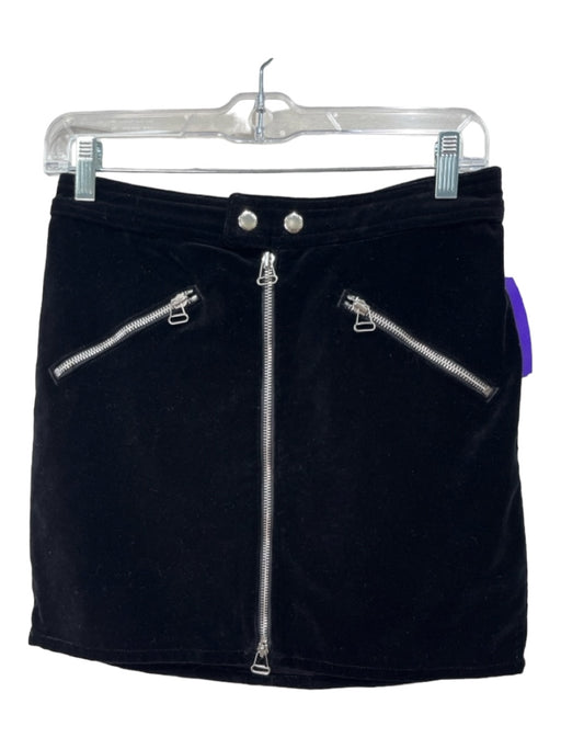 Rag & Bone Size 4 Black Cotton Velvet Zip Front Zip Detail Skirt Black / 4