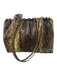 Gucci Green & Brown Lizard Double Top Handle Animal Print Gunmetal Hardware Bag Green & Brown / Small