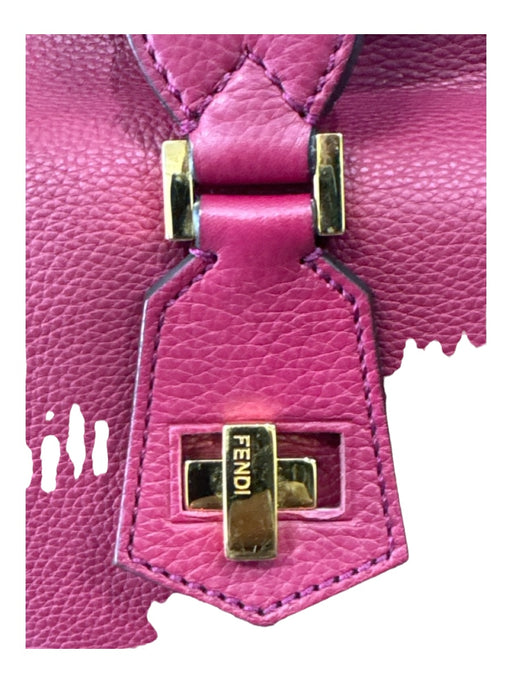 Fendi Raspberry Pink Pebbled Leather Gold hardware Hobo Shoulder Strap Bag Raspberry Pink / Large