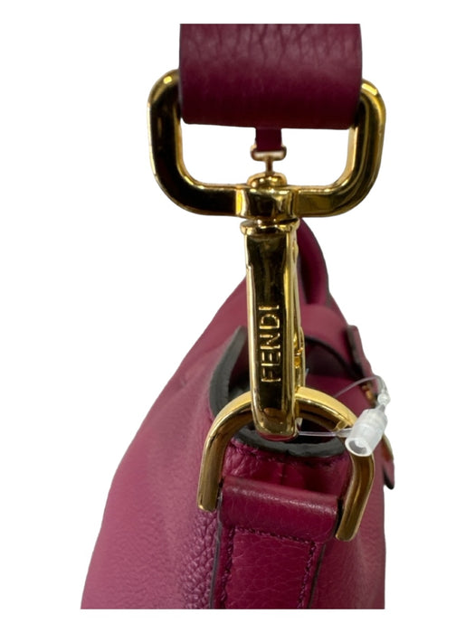 Fendi Raspberry Pink Pebbled Leather Gold hardware Hobo Shoulder Strap Bag Raspberry Pink / Large