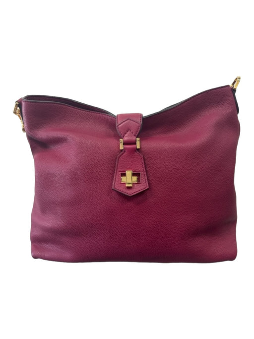 Fendi Raspberry Pink Pebbled Leather Gold hardware Hobo Shoulder Strap Bag Raspberry Pink / Large