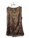 St. John Size 4 Brown & Black Silk Sleeveless Animal Print Ruffle Front Top Brown & Black / 4