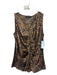 St. John Size 4 Brown & Black Silk Sleeveless Animal Print Ruffle Front Top Brown & Black / 4