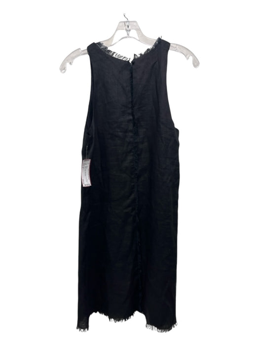 Dissh Size 4 Black Linen Sleeveless Frayed Edge Knee Length Dress Black / 4