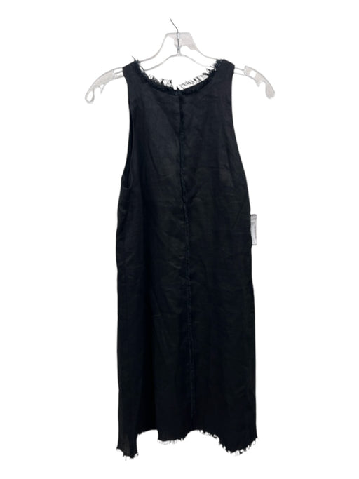 Dissh Size 4 Black Linen Sleeveless Frayed Edge Knee Length Dress Black / 4