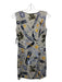 Love Moschino Size 2 Gray, Blue, Yellow Viscose Side Zip Sleeveless Dress Gray, Blue, Yellow / 2