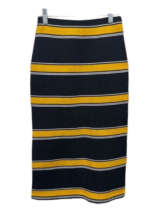 Louis Vuitton Size XS Black, Yellow, White Viscose Horizontal Stripes slit Skirt Black, Yellow, White / XS