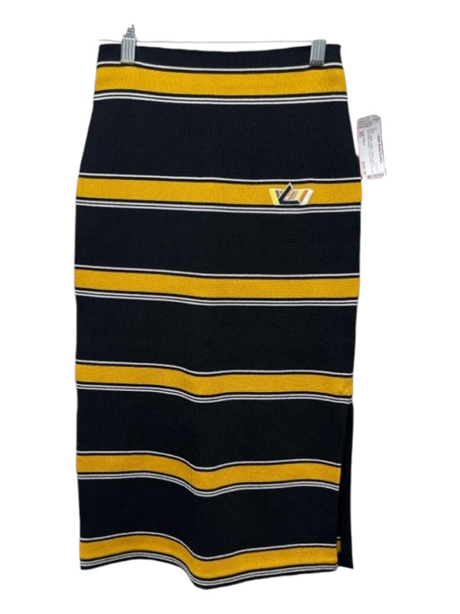 Louis Vuitton Size XS Black, Yellow, White Viscose Horizontal Stripes slit Skirt Black, Yellow, White / XS