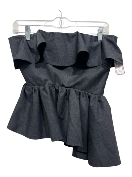 Kika Vargas Size XS Dark Gray Polyester Blend Boning Ruffle Back Zip Top Dark Gray / XS