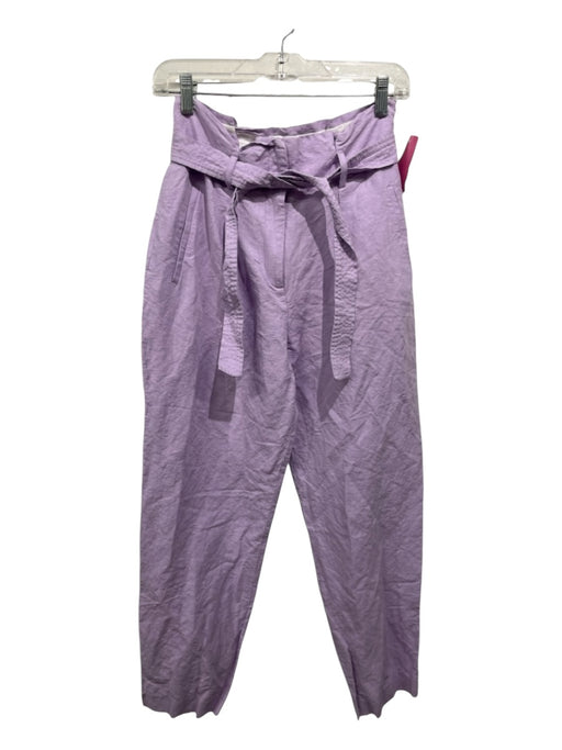 Claudie Pierlot Size 38/S Light Purple Linen Sash Pleated High Rise Pants Light Purple / 38/S