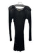 Ambra Maddalena Size S Black Linen & Cotton Mesh Long Sleeve Knee Length Dress Black / S