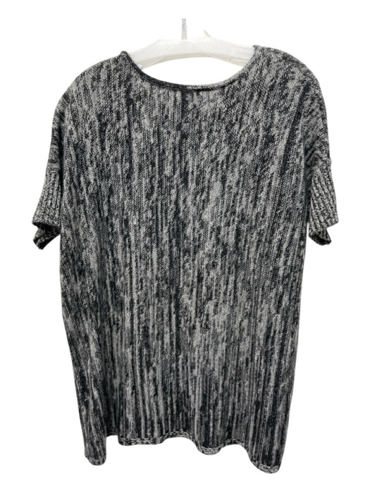 Kinross Size M Gray & Black Cashmere Heathered Boat Neck Drop Shoulder Top Gray & Black / M