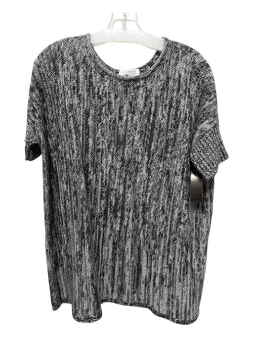 Kinross Size M Gray & Black Cashmere Heathered Boat Neck Drop Shoulder Top Gray & Black / M