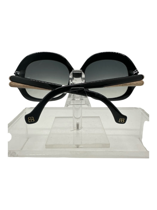 Balenciaga Black Acetate Gold hardware Round Gradient Sunglasses Black