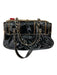 Fendi Black & Brown Patent Leather 2 Handles Chain Strap Contrast Stitching Bag Black & Brown / M