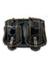 Fendi Black & Brown Patent Leather 2 Handles Chain Strap Contrast Stitching Bag Black & Brown / M