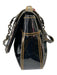 Fendi Black & Brown Patent Leather 2 Handles Chain Strap Contrast Stitching Bag Black & Brown / M