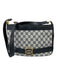 Gucci Gray & Navy Canvas Gold hardware Monogram Logo shoulder bag Bag Gray & Navy / M