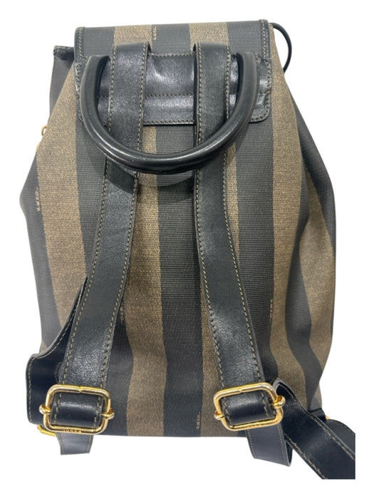 Fendi Brown Print Coated Canvas Gold hardware Drawstring Backpack Bag Brown Print / M