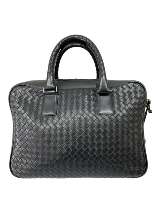 Bottega Veneta Black Leather Woven 2 handles briefcase Travel Bag Black / M