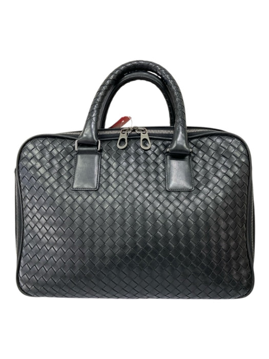 Bottega Veneta Black Leather Woven 2 handles briefcase Travel Bag Black / M