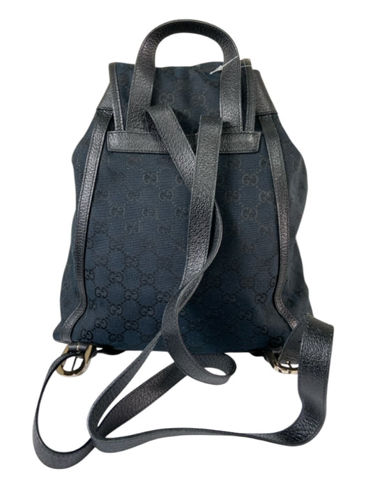 Gucci Black Canvas & Leather Guccisima Backpack Drawstring flap Bag Black / S