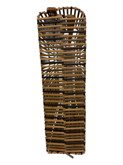 Cult Gaia Tan Brown Bamboo Top Handle Unlined Striped Collapsable Bag Tan Brown / Large