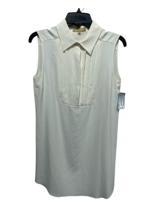 Michael Kors Collection Size 8 Cream White Silk Sleeveless Quarter Button Dress Cream White / 8