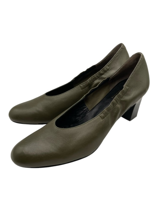 Robert Clergerie Shoe Size 39.5 Dark Olive Green Leather Almond Toe Pumps Dark Olive Green / 39.5