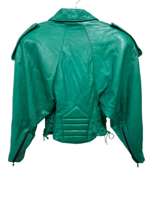 Michael Hoban Size XS/S Green Leather Dolman Sleeve lace up Moto Jacket Green / XS/S