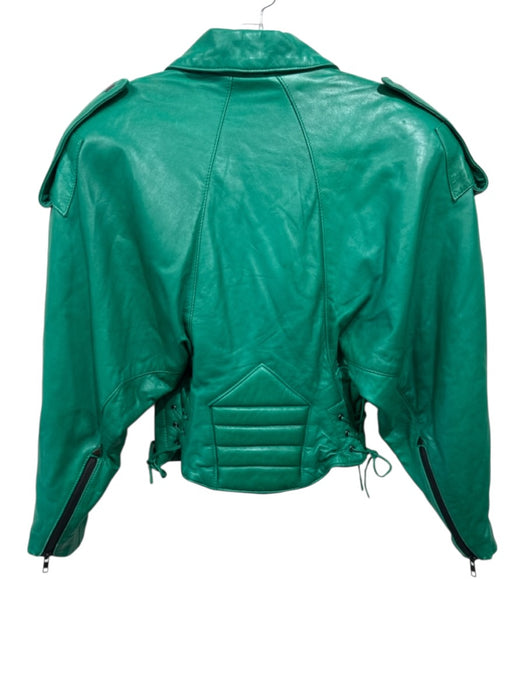Michael Hoban Size XS/S Green Leather Dolman Sleeve lace up Moto Jacket Green / XS/S