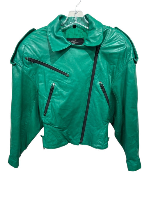 Michael Hoban Size XS/S Green Leather Dolman Sleeve lace up Moto Jacket Green / XS/S