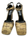 Prada Shoe Size 39 Yellow & Brown Reptile Skin Square Toe Ankle Strap Pumps Yellow & Brown / 39