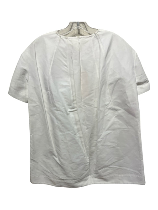 Marni Size 40 White Cotton Pleat Detail Short Sleeve Round Neck Tunic Top White / 40