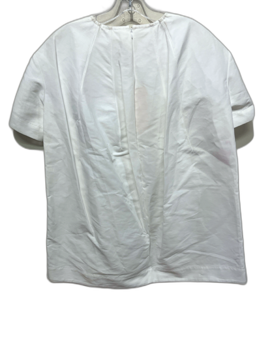 Marni Size 40 White Cotton Pleat Detail Short Sleeve Round Neck Tunic Top White / 40