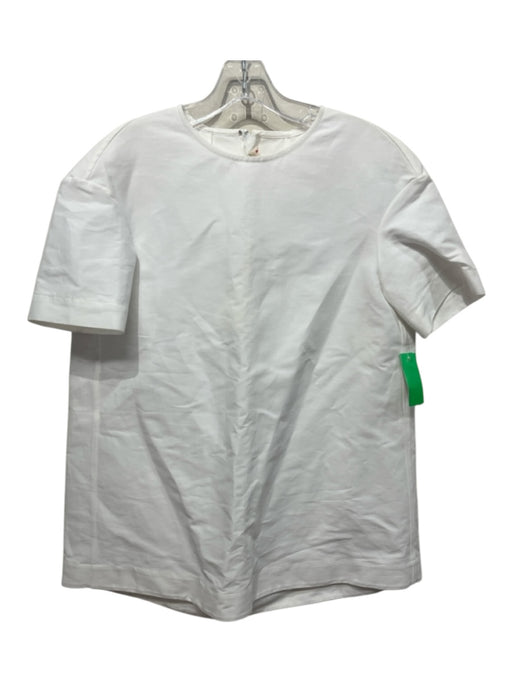 Marni Size 40 White Cotton Pleat Detail Short Sleeve Round Neck Tunic Top White / 40