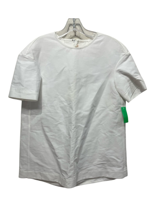 Marni Size 40 White Cotton Pleat Detail Short Sleeve Round Neck Tunic Top White / 40