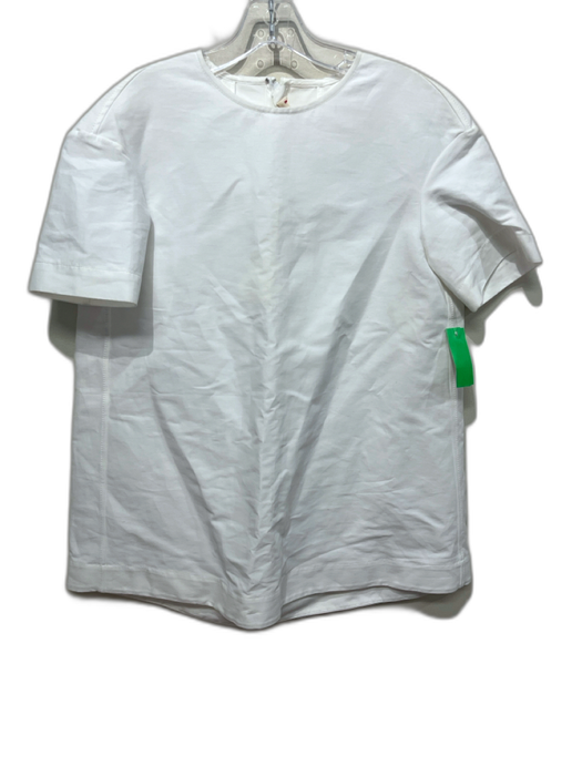 Marni Size 40 White Cotton Pleat Detail Short Sleeve Round Neck Tunic Top White / 40