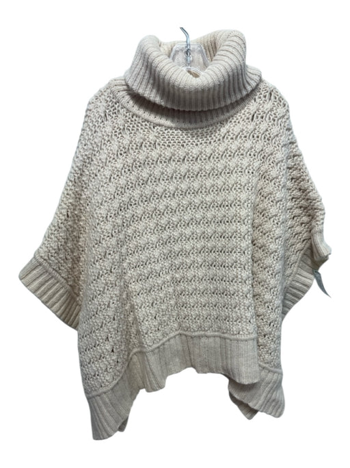 Margaret O'leary Size 1 Cream Lambswool Blend Chunky Knit Turtleneck Sweater Cream / 1
