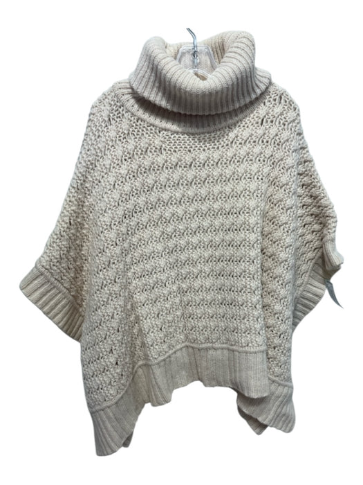 Margaret O'leary Size 1 Cream Lambswool Blend Chunky Knit Turtleneck Sweater Cream / 1