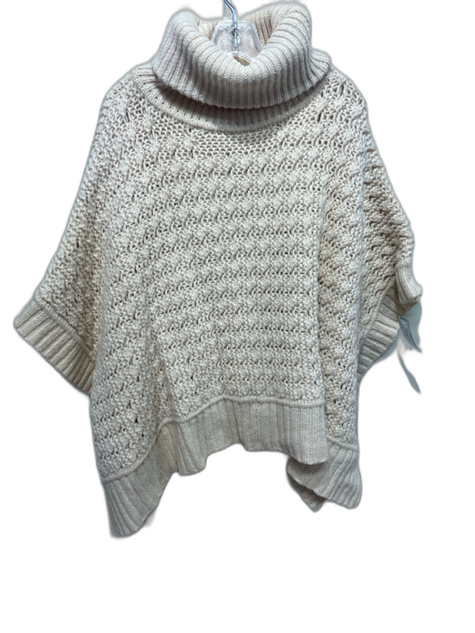Margaret O'leary Size 1 Cream Lambswool Blend Chunky Knit Turtleneck Sweater Cream / 1