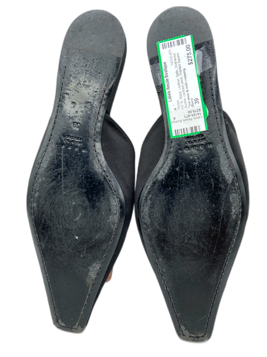 Marni Shoe Size 39 Black Leather Satin Oversized Buckle contrast stitch Mules Black / 39