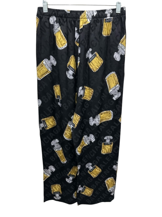 Balenciaga Size S/34 Black, White, Gold Silk Drawstring Waist High Rise Pants Black, White, Gold / S/34