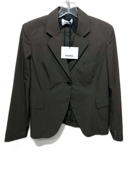 Hache Size 42/44 Brown Cotton Elastic Waistband High Waist One Button Pant Set Brown / 42/44